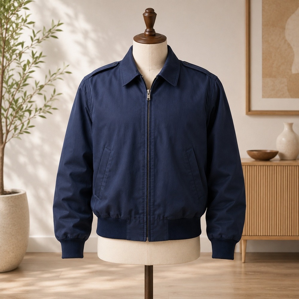 Blauer Lightweight Bomber Jacket Mens 38R Navy Blue Military Utility Epaulets